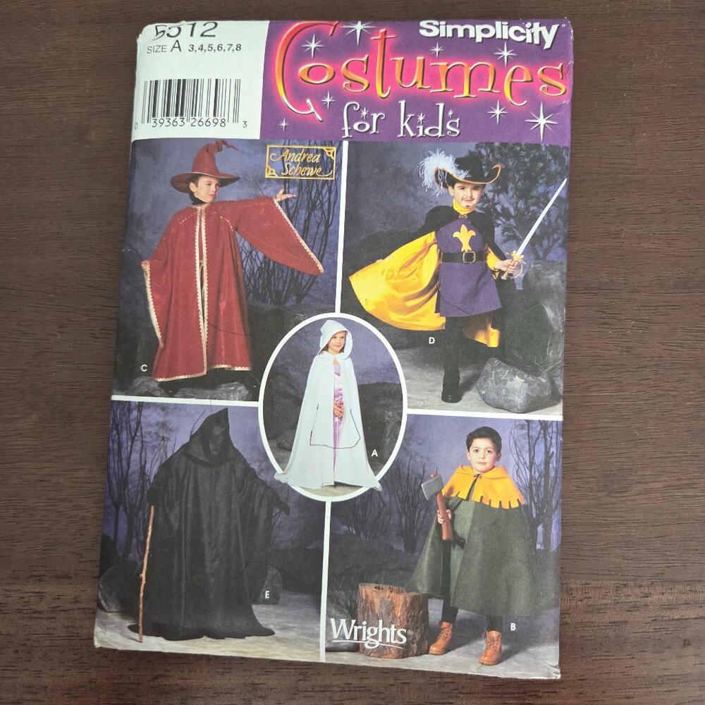 Simplicity Sewing Pattern Costumes For Kids 5512 Size A Vintage NEW